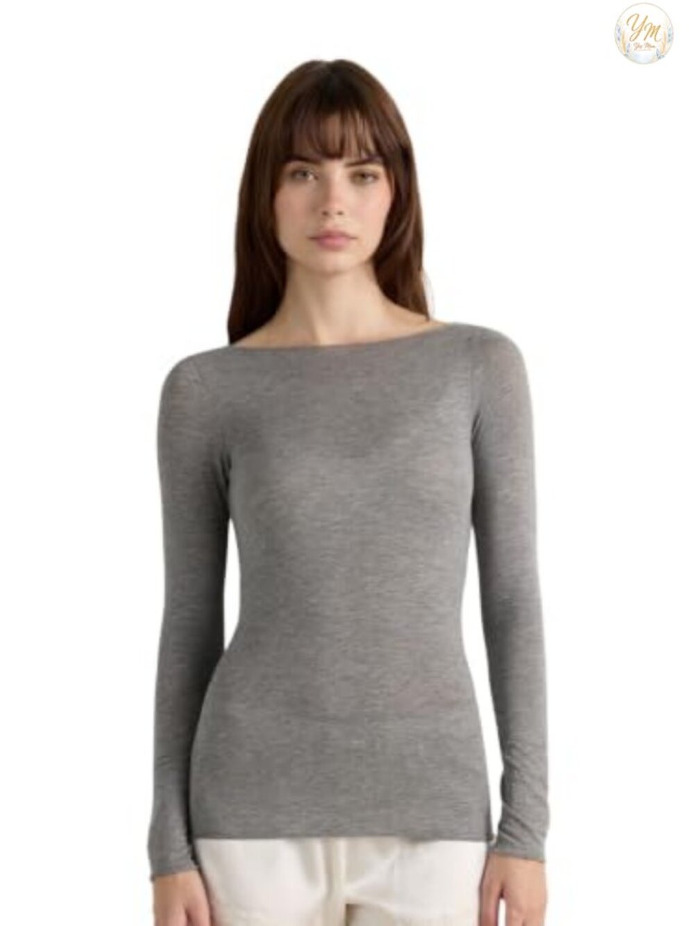 Ultralight Modal Cashmere Boat Neck Long Sleeve Sheer Top